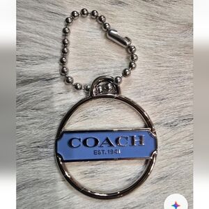 Coach Blue and Silver Logo Keychain